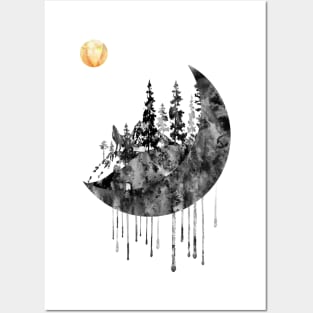 Pines and moon Posters and Art